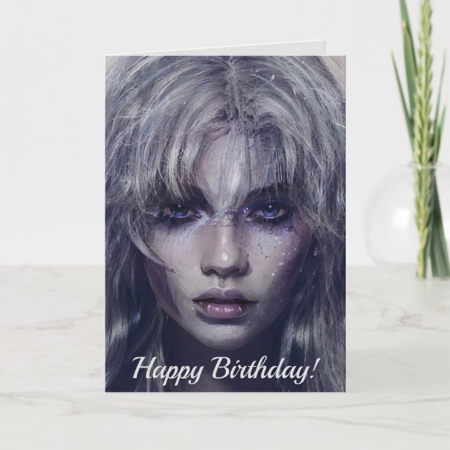 Serene Mystical Dark Fantasy Female Portrait Karte (Vorderseite)