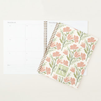 Serene Neutral Florals Mit Monogramm Planer