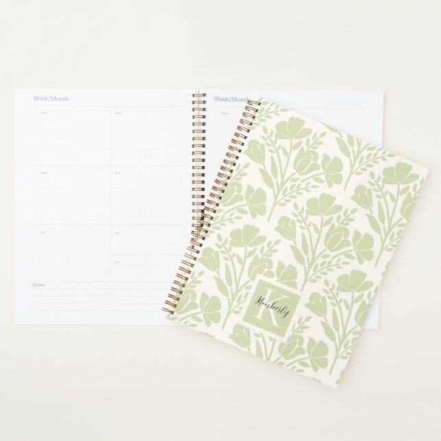 Serene Neutral Florals Mit Monogramm Planer (Anzeige)