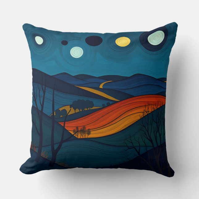 Serene Night Landschaft Kissen (Vorderseite)