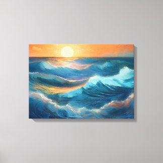 Serene Ocean Waves bei Sonnenaufgang Leinwanddruck