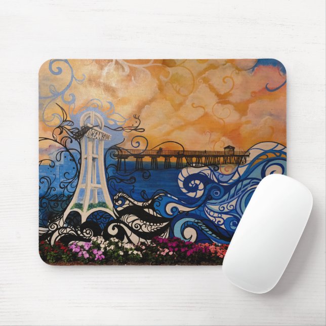 Serene Oceanside Graffiti Mousepad (Mit Mouse)
