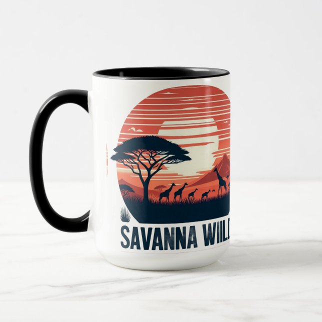 Serene Orange Retro Giraffe Savanna Wilds Tasse (Links)
