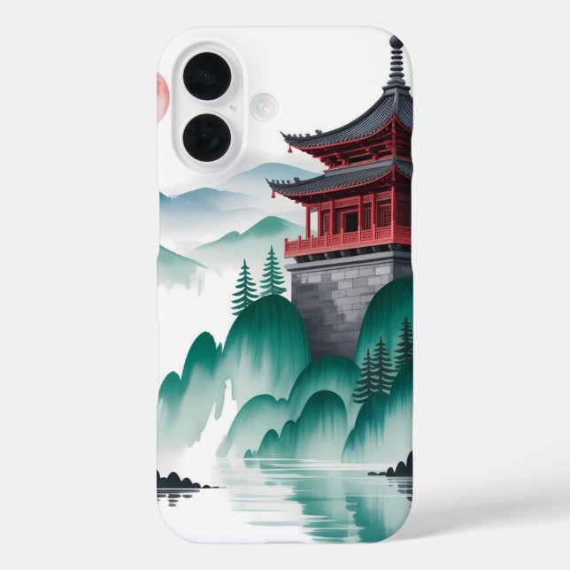 Serene Pagoda Moon Case-Mate iPhone Hülle (Rückseite)