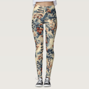 Serene Pagodas in einer Bergwelt Leggings