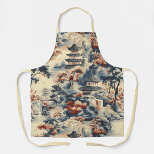 Serene Pagodas in einer Bergwelt Schürze