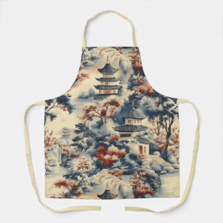 Serene Pagodas in einer Bergwelt Schürze