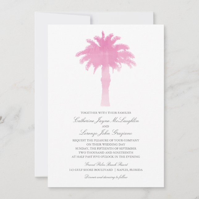 Serene Palm Tree Watercolor | Hochzeit Einladung (Vorderseite)