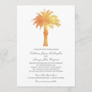 Serene Palm Tree Watercolor Hochzeit Einladung