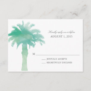 Serene Palm Tree Watercolor   HochzeitsrSVP RSVP Karte