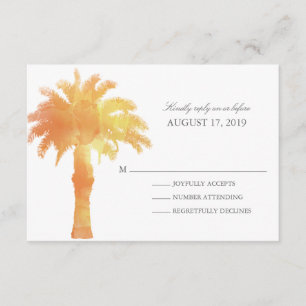 Serene Palm Tree Watercolor   HochzeitsrSVP RSVP Karte