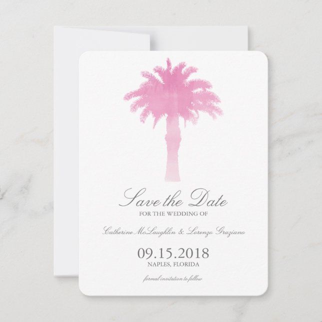 Serene Palm Tree Watercolor | SAVE THE DATE (Vorderseite)
