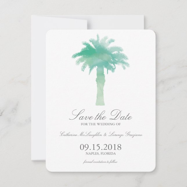 Serene Palm Tree Watercolor | SAVE THE DATE (Vorderseite)