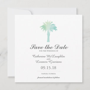 Serene Palm Tree Watercolor   SAVE THE DATE