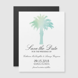 Serene Palm Tree Watercolor SAVE THE DATE Magneteinladung