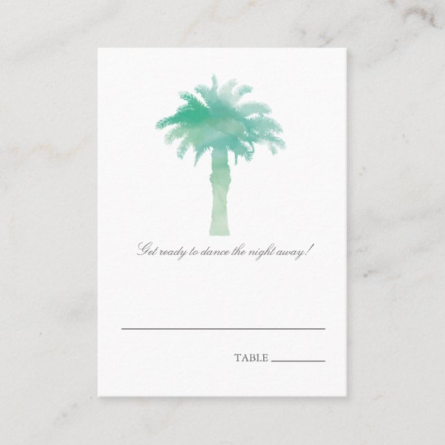 Serene Palm Tree Watercolor | Sitzkarte Platzkarte (Vorderseite)