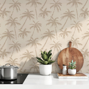 Serene Palms Beige & Cream Minimalistisch Tapete