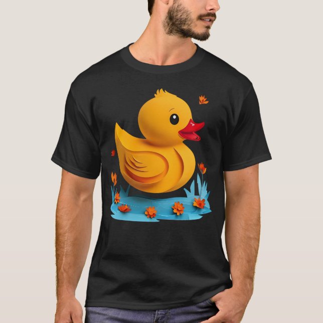 Serene Papercut Rubber Duck T-Shirt (Vorderseite)