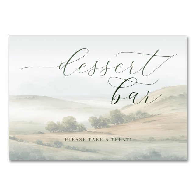 Serene Pastell-Aquarell-Landschaft Tischnummer (Vorderseite)