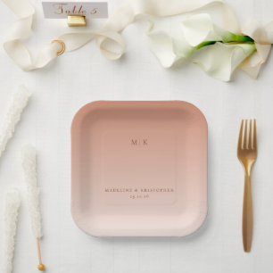 Serene Peach Minimalistische Typografie Pappteller