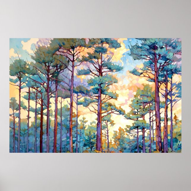 Serene Pine Forest Aquarell Print Poster (Vorne)