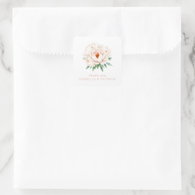 Serene Pink Floral Gratitude Quadratischer Aufkleber (Tasche)