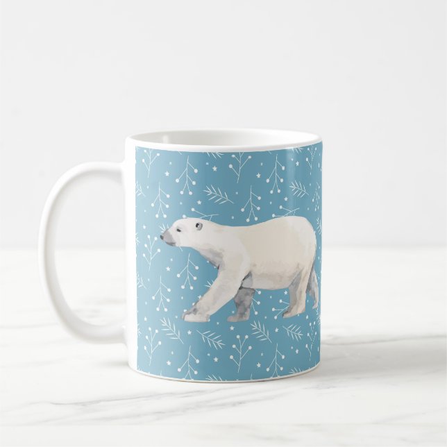 Serene Polar Bear Blue & White Winter Tasse (Links)