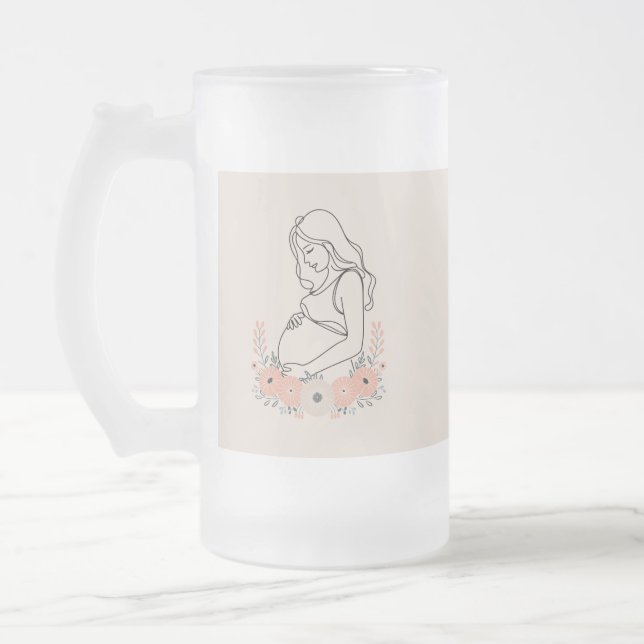 Serene Pregnancy Line Art Mattglas Bierglas (Links)