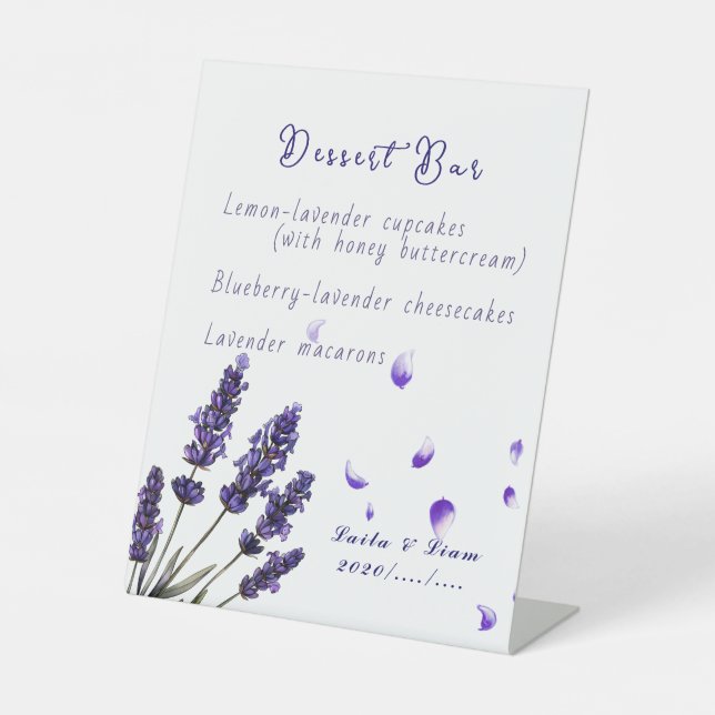Serene Provence Lavender Floral Wedding Sockelschild (Vorderseite)