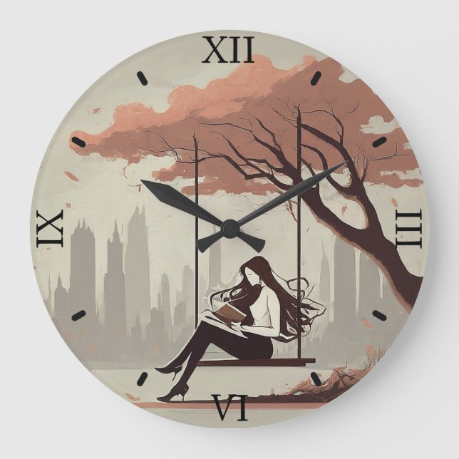 Serene Reader Wall Clock Große Wanduhr (Vorderseite)