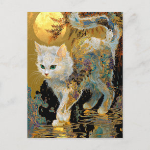 Serene Rinpa Cat Japanischer Gold Zen Ankündigungspostkarte