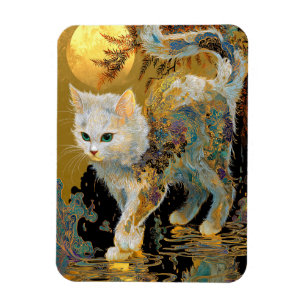 Serene Rinpa Cat Japanischer Gold Zen Magnet