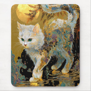 Serene Rinpa Cat Japanischer Gold Zen Mousepad