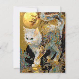Serene Rinpa Cat   Japanischer Gold Zen Postkarte