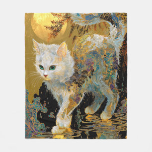 Serene Rinpa Katze Japan Gold Zen Fleecedecke