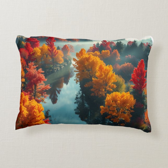 Serene River Shore Reflection Nature Art Dekokissen (Rückseite)