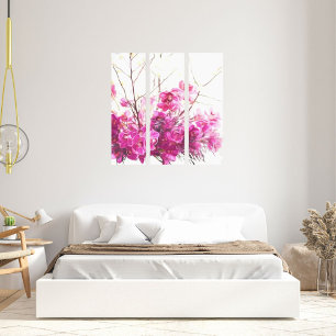 Serene Rosa Phalaenopsis-Orchidee Triptychon Leinw Leinwanddruck