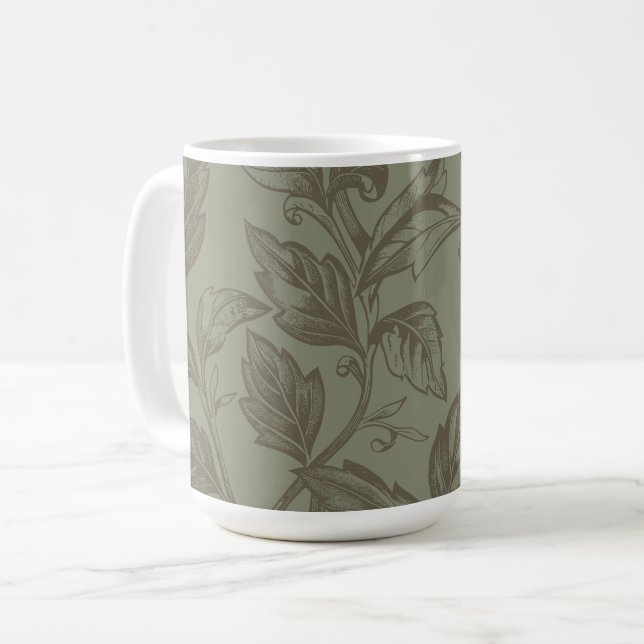 Serene Sage Green | Fettformatige Botanische Anwei Kaffeetasse (Vorderseite Links)
