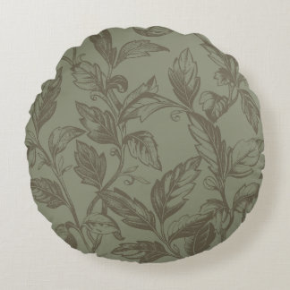 Serene Sage Green | Fettformatige Botanische Anwei Rundes Kissen