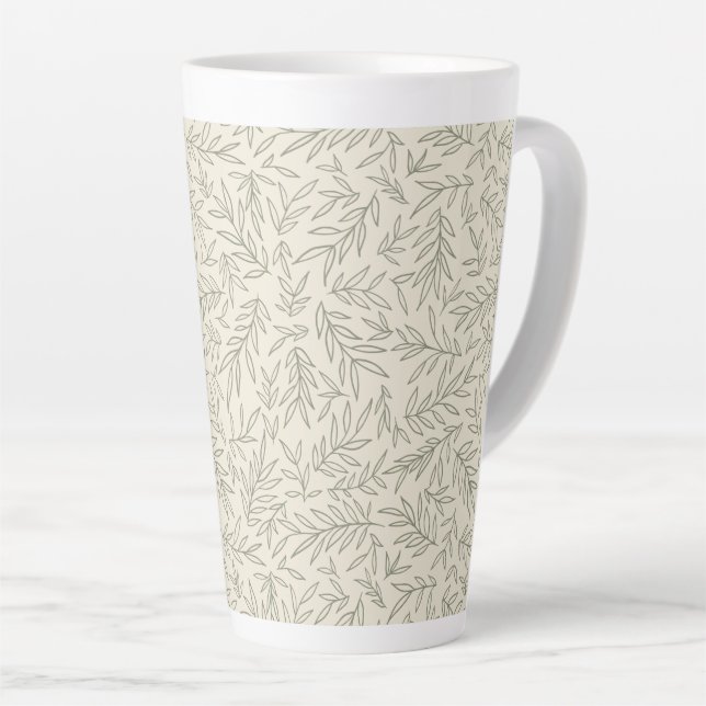 Serene Sage Green | Gentle Leaf Whisper Minimalist Milchtasse (Rechte Ecke)