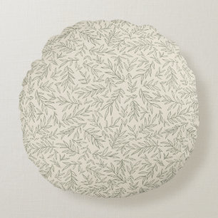 Serene Sage Green   Gentle Leaf Whisper Minimalist Rundes Kissen
