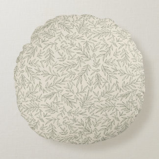 Serene Sage Green | Gentle Leaf Whisper Minimalist Rundes Kissen
