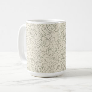 Serene Sage Green Vintage Blossom Rose Kaffeetasse