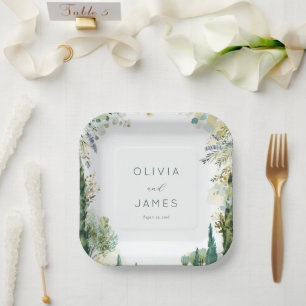 Serene Sage Watercolor Florals Pappteller