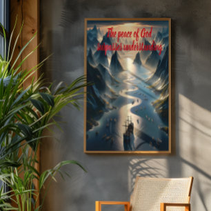 Serene Sail: Boot, Wasser, Berge Poster