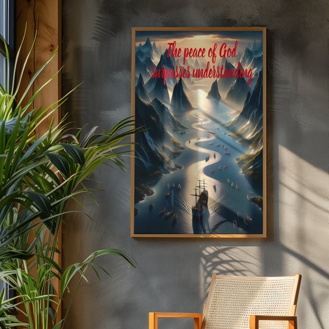 Serene Sail: Boot, Wasser, Berge Poster (Von Creator hochgeladen)