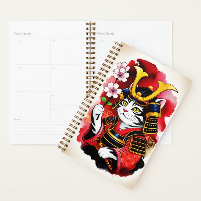 Serene Samurai Cat Cherry For Organization & Goal  Planer (Anzeige)