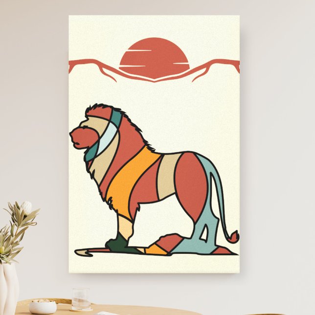 Serene Savanna Kind Lion Abstract Modern Earthy Ar Leinwanddruck (Serene Savanna Kind Lion Abstract Modern Earthy Ar Canvas Print)