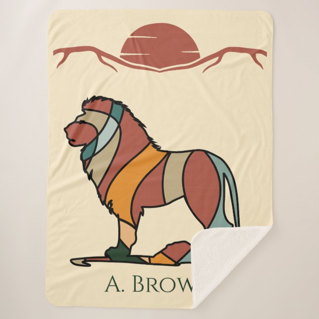 Serene Savanna Kind Lion Abstract Modern Earthy Sherpadecke (Vorderseite)