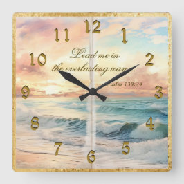 Serene Scene Psalms Ocean Sunset Quadratische Wanduhr